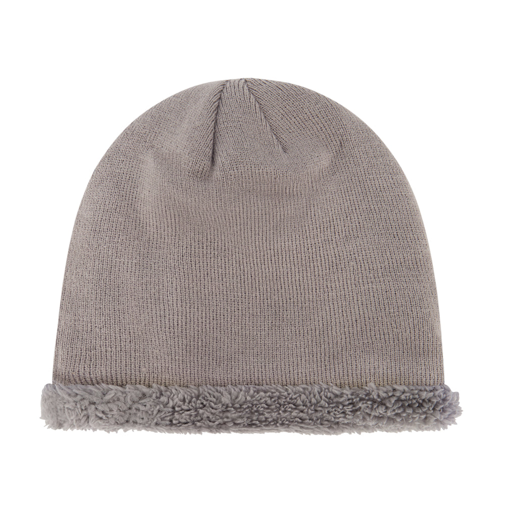 2 Pack Beanies with Faux Sherpa Lining - Grey