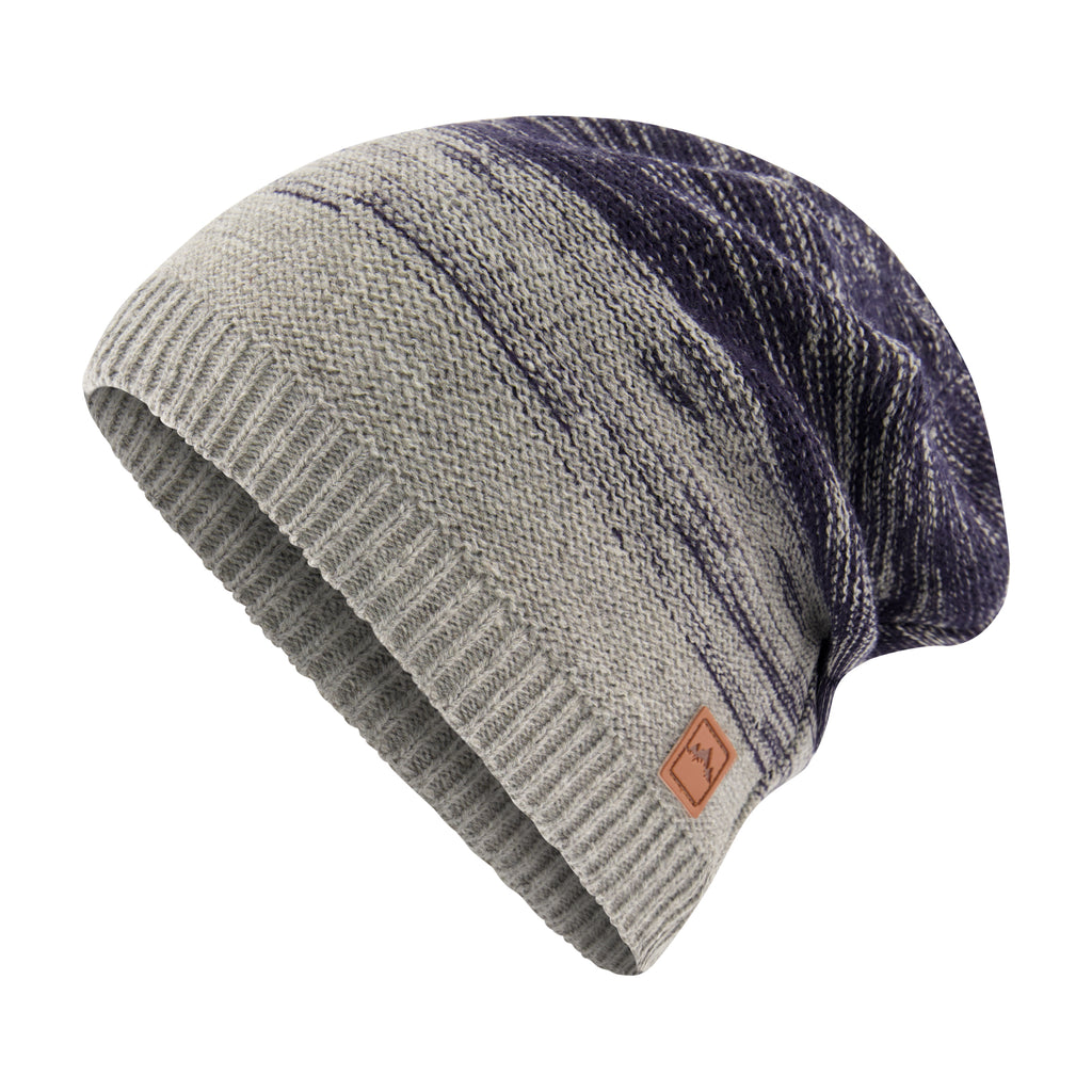 2pk Beanies Gradient Spacedye and Rib Knit with Striped Cuff - Navy